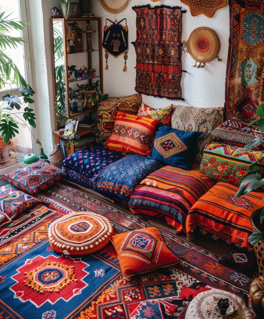 Farben und Muster im Boho-Wohnzimmer