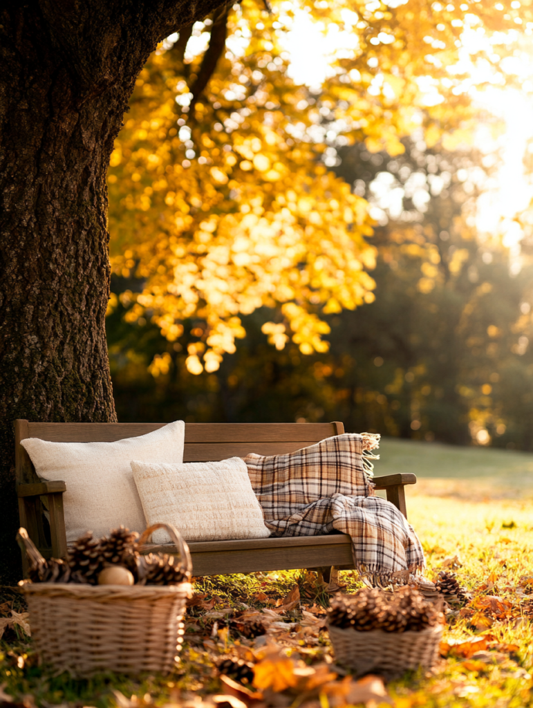 Der richtige Platz für Deine herbstliche Bankdeko