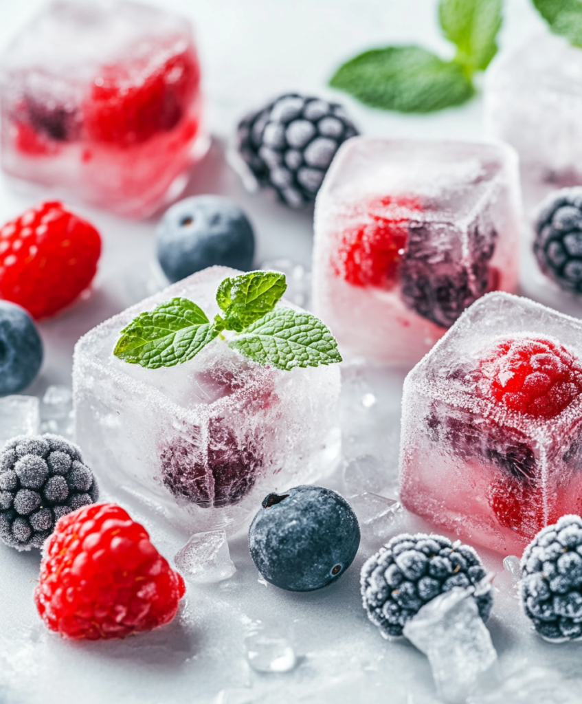 Eiswürfel mit Früchten